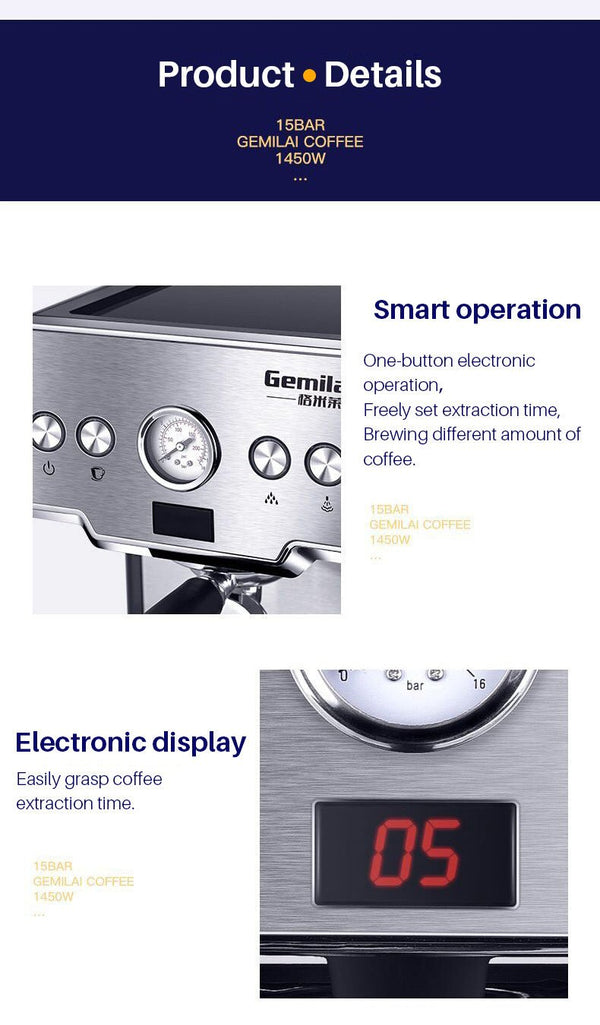 Espresso Coffee Maker Stainless Steel Italian Coffee Machine - Yahko Merchandise