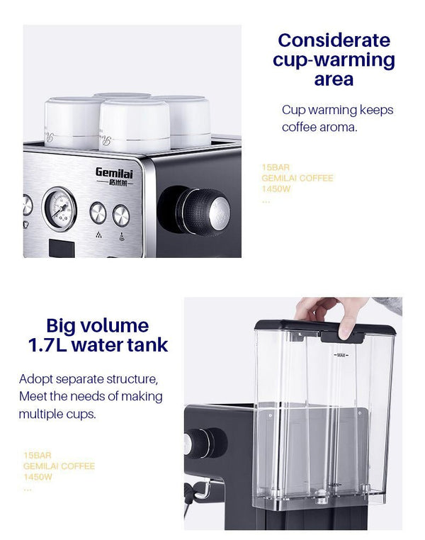 Espresso Coffee Maker Stainless Steel Italian Coffee Machine - Yahko Merchandise