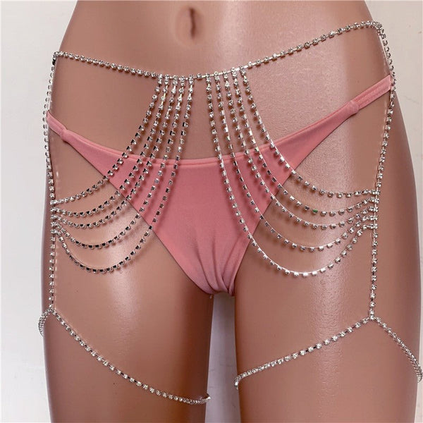 European And American Multi - layer Rhinestone Waist Chain Jewelry Rhinestone Jewelry - Yahko Merchandise