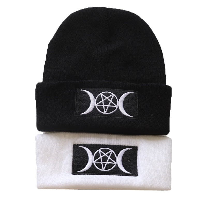 European and American Star Trend GOTH Beanie Embroidery Knitted Hat - Yahko Merchandise