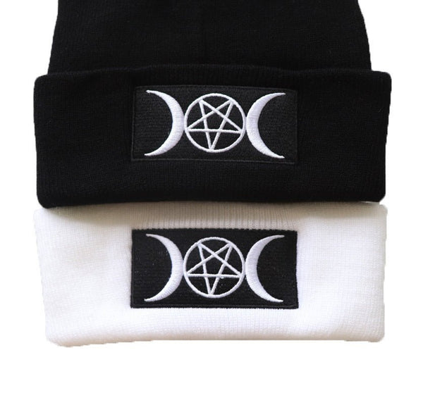 European and American Star Trend GOTH Beanie Embroidery Knitted Hat - Yahko Merchandise