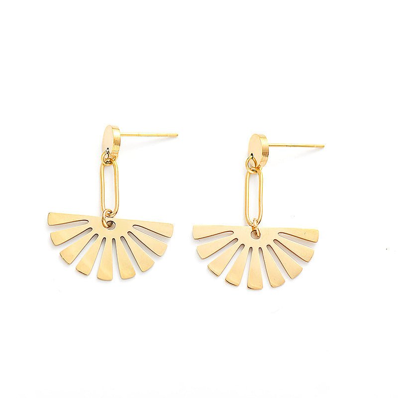 Fan - shaped Female Earrings Popular In Europe And America, Exquisite Earrings Trend - Yahko Merchandise