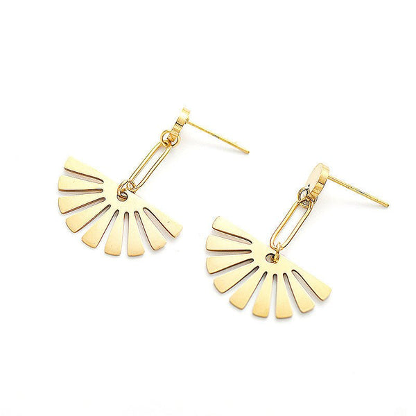 Fan - shaped Female Earrings Popular In Europe And America, Exquisite Earrings Trend - Yahko Merchandise