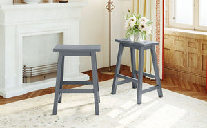 Farmhouse Rustic 2 - piece Counter Height Wood Kitchen Dining Stools for - Yahko Merchandise