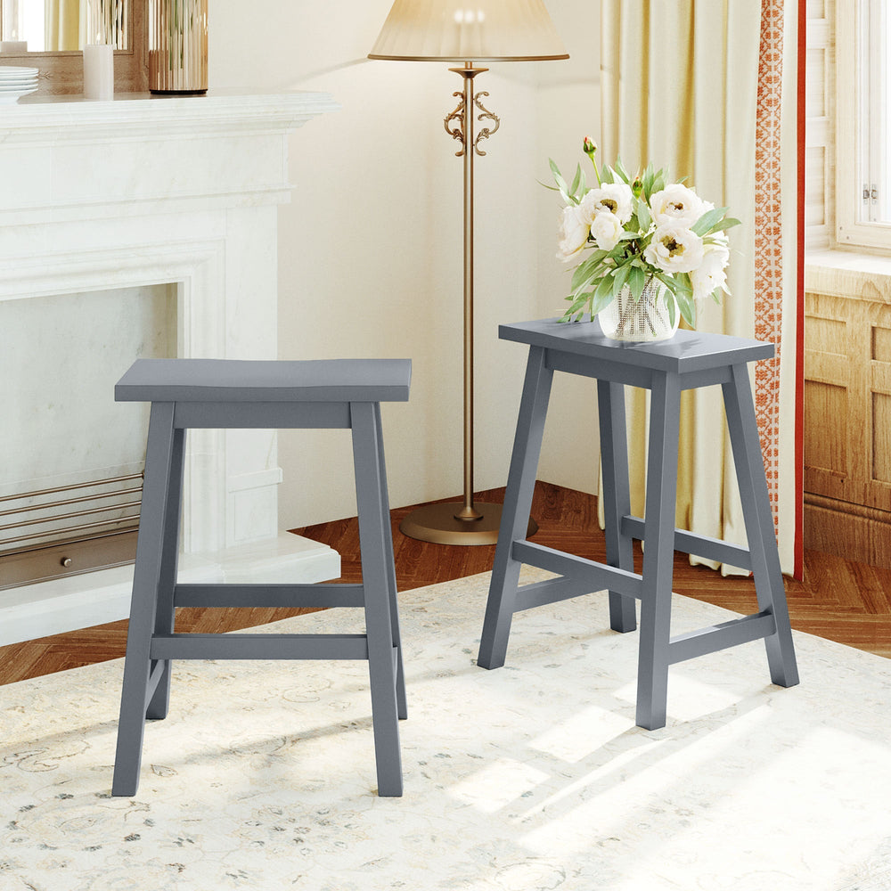 Farmhouse Rustic 2 - piece Counter Height Wood Kitchen Dining Stools for - Yahko Merchandise