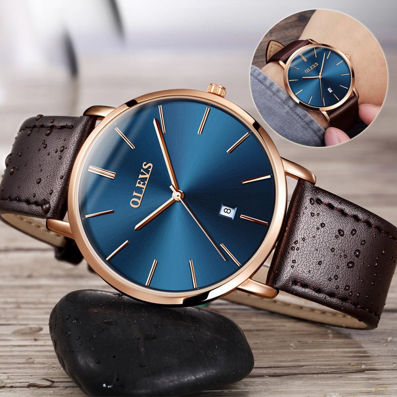 Fashion Casual Watch Men Luxury Brand Mens Watches Leather Sport Waterproof Auto Date Quartz Wristwatch - Yahko Merchandise