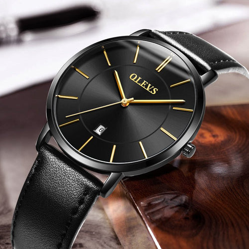 Fashion Casual Watch Men Luxury Brand Mens Watches Leather Sport Waterproof Auto Date Quartz Wristwatch - Yahko Merchandise