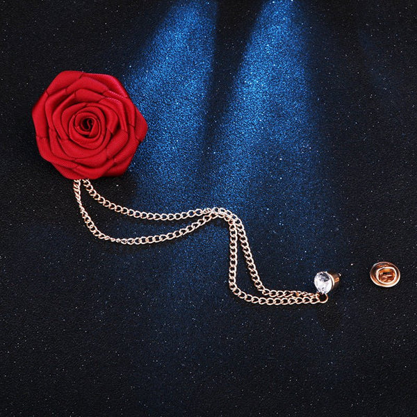 Fashion Handmade Rose Brooch Tassel Men Suit - Yahko Merchandise