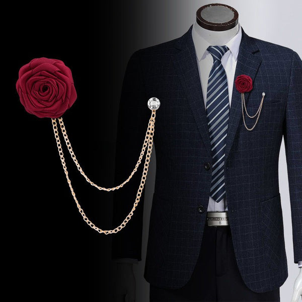 Fashion Handmade Rose Brooch Tassel Men Suit - Yahko Merchandise