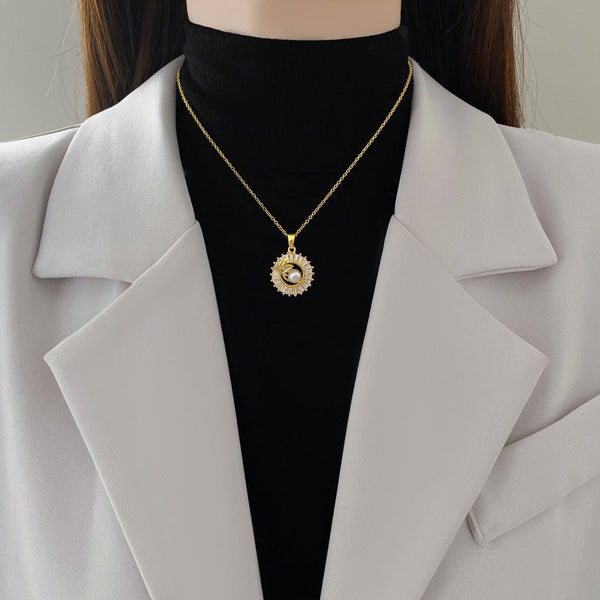 Fashion Jewelry Square Full Diamond Personalized Round Ring Leaves Necklace And Earrings Suite - Yahko Merchandise
