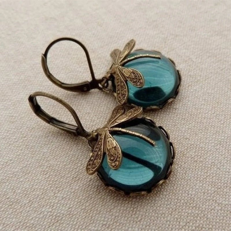 Fashion Jewelry Women's Earrings Hanging Vintage Dragonfly Pendant Earring Boho Chakra Blue Moonstone Drop Earrings For Women Wedding Charm Ethnic Jewellery - Yahko Merchandise