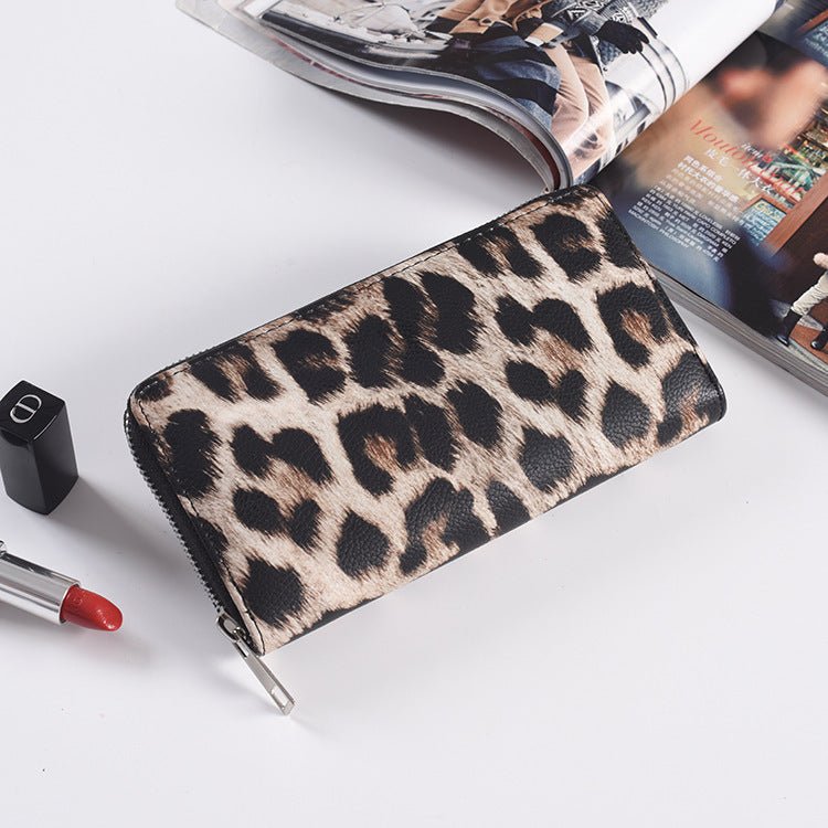 Fashion Long Zipper Women Wallets Bright Leather Black and White Wallet Wallet Prismatic Bag Flower Corner Clutch Bag Purse - Yahko Merchandise