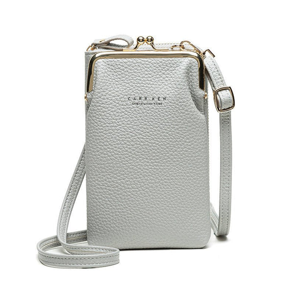 Fashion Lychee Pattern Solid Color Diagonal Shoulder Bag - Yahko Merchandise