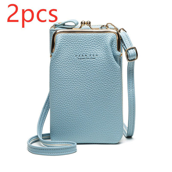 Fashion Lychee Pattern Solid Color Diagonal Shoulder Bag - Yahko Merchandise