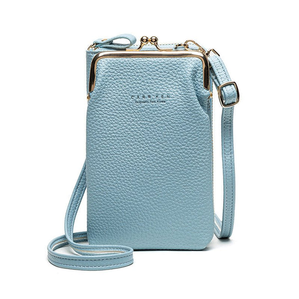 Fashion Lychee Pattern Solid Color Diagonal Shoulder Bag - Yahko Merchandise