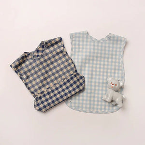 Fashion Plaid Waterproof Cotton Bib for Infants and Kids - Yahko Merchandise