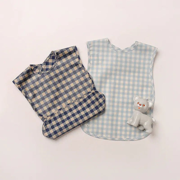 Fashion Plaid Waterproof Cotton Bib for Infants and Kids - Yahko Merchandise