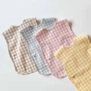 Fashion Plaid Waterproof Cotton Bib for Infants and Kids - Yahko Merchandise