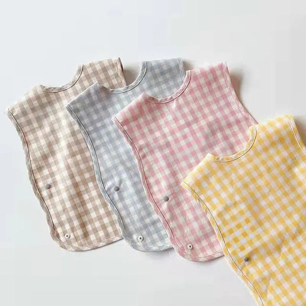 Fashion Plaid Waterproof Cotton Bib for Infants and Kids - Yahko Merchandise