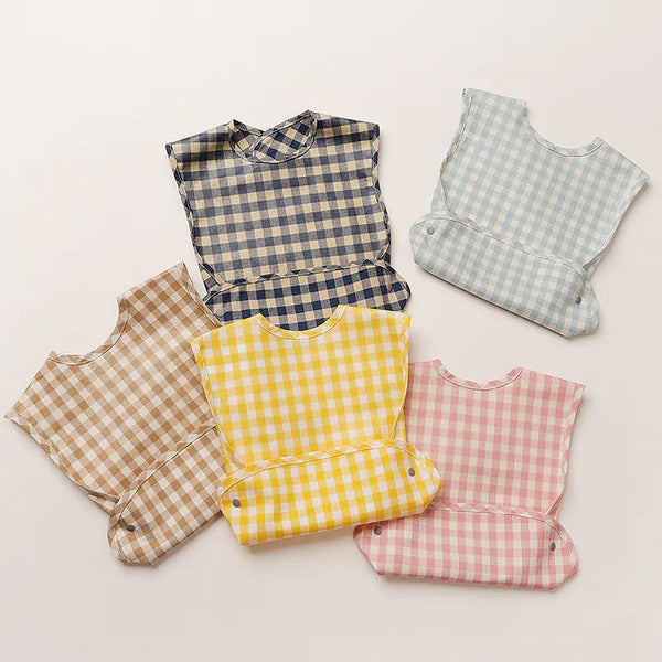 Fashion Plaid Waterproof Cotton Bib for Infants and Kids - Yahko Merchandise