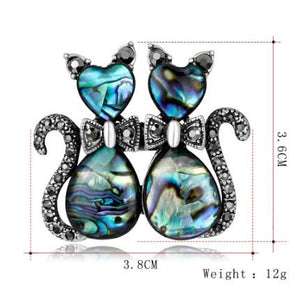 Fashion shell cats Brooches jewelry High Quality glass rhinestone animal pins and brooches for women men suits scarf pins metal - Yahko Merchandise