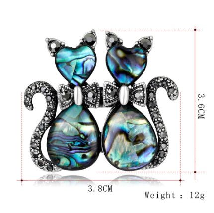 Fashion shell cats Brooches jewelry High Quality glass rhinestone animal pins and brooches for women men suits scarf pins metal - Yahko Merchandise