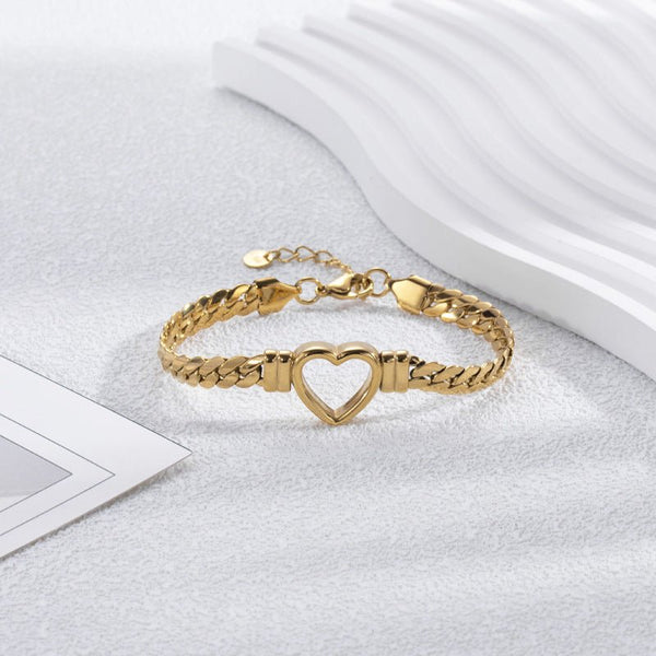Fashion Simple Hollow Heart Titanium Steel Bracelet - Yahko Merchandise