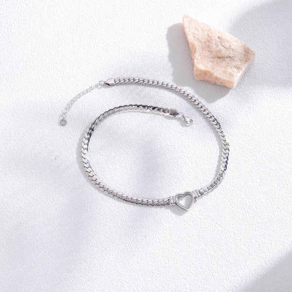 Fashion Simple Hollow Heart Titanium Steel Bracelet - Yahko Merchandise