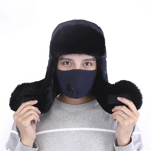 Fashion Trooper Hat Unisex Winter Trapper Cap Ear Flap Hat With Mouth - Yahko Merchandise