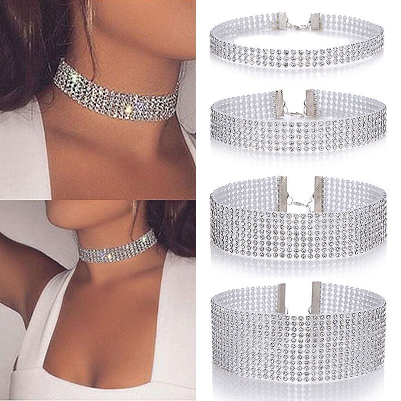 Fashion Women Full Crystal Rhinestone Choker Necklace Wedding Jewelry Chokers Necklaces For Women - Yahko Merchandise