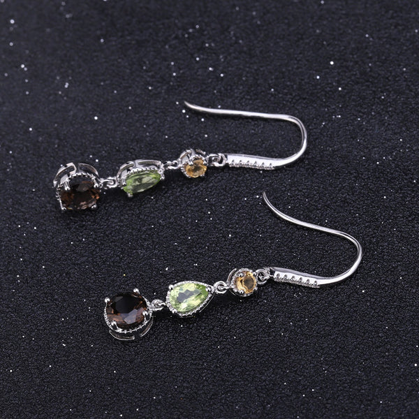 Fashionable Elegant Natural Gemstone Earrings S925 Silver - Yahko Merchandise