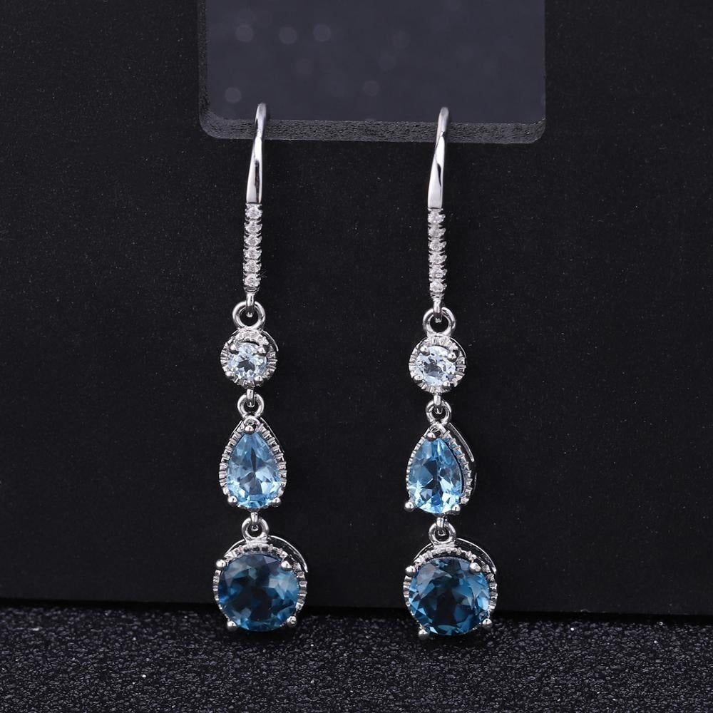 Fashionable Elegant Natural Gemstone Earrings S925 Silver - Yahko Merchandise