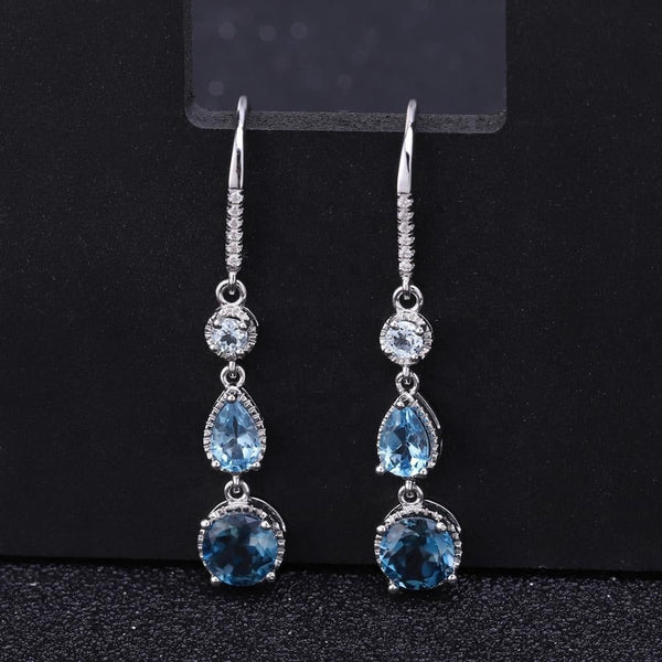 Fashionable Elegant Natural Gemstone Earrings S925 Silver - Yahko Merchandise