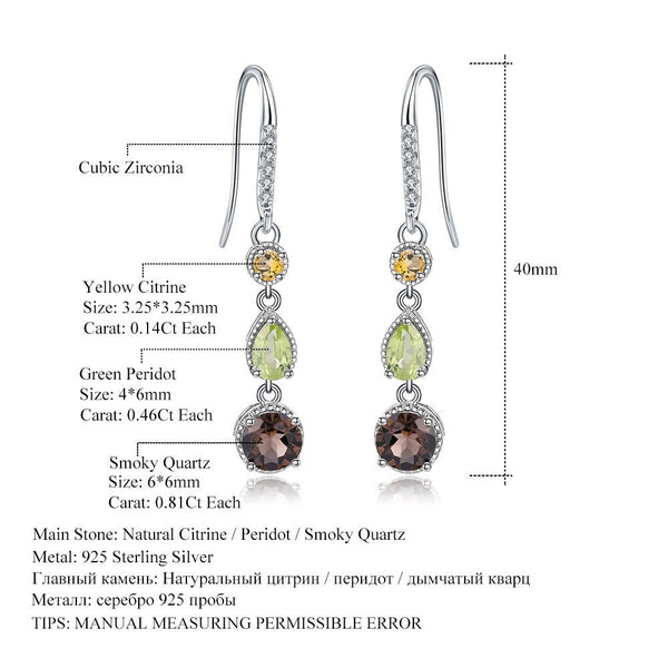 Fashionable Elegant Natural Gemstone Earrings S925 Silver - Yahko Merchandise