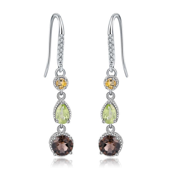 Fashionable Elegant Natural Gemstone Earrings S925 Silver - Yahko Merchandise
