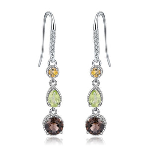 Fashionable Elegant Natural Gemstone Earrings S925 Silver - Yahko Merchandise