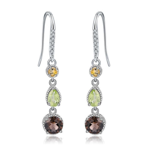 Fashionable Elegant Natural Gemstone Earrings S925 Silver - Yahko Merchandise