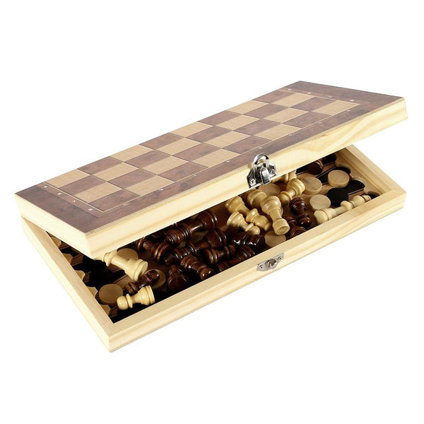 Foldable Wooden Chess Set Board Game - Yahko Merchandise