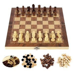 Foldable Wooden Chess Set Board Game - Yahko Merchandise