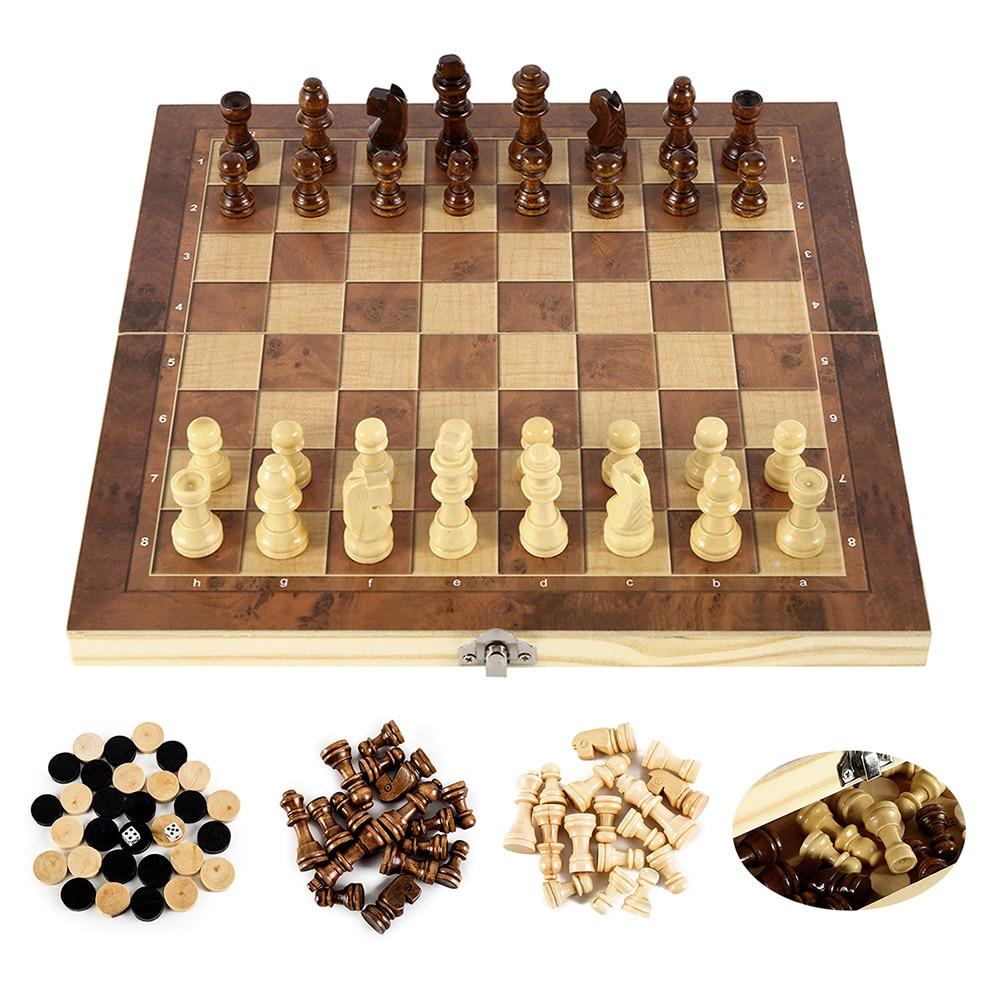 Foldable Wooden Chess Set Board Game - Yahko Merchandise