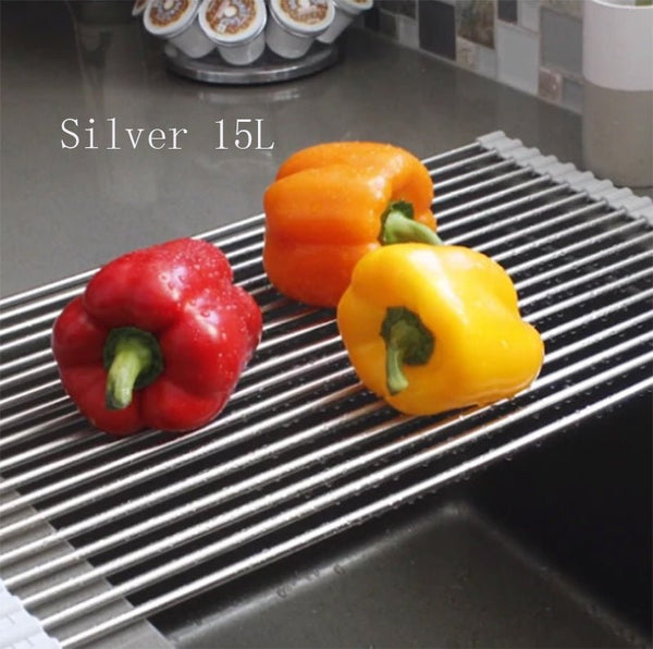 Folding Kitchen Drain Sink Rack Stainless Steel - Yahko Merchandise