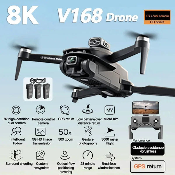 For XIAOMI V168 Drone 8K GPS Professional HD Aerial Photography Dual - Camera Omnidirectional Obstacle Avoidance Drone Original - Yahko Merchandise