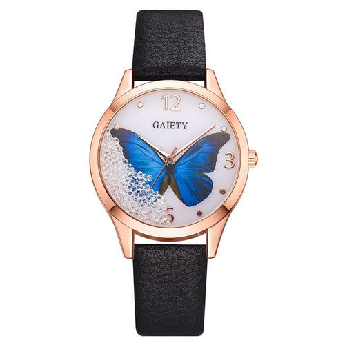 Gaiety Brand Women Watches Luxury Removable Rhinestone Butterfly Watches Ladies Leather Dress Ladies Wrist Watches Female Clock - Yahko Merchandise