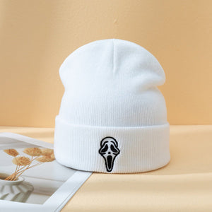 Halloween Dark Embroidered Ghost Face Skeleton Head Fashion Autumn And Winter Warm Fashion Men's And Women's Knitted Hat - Yahko Merchandise