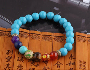 Handmade Black Lava Seven Chakra Healing Balance Beaded Bracelet - Yahko Merchandise