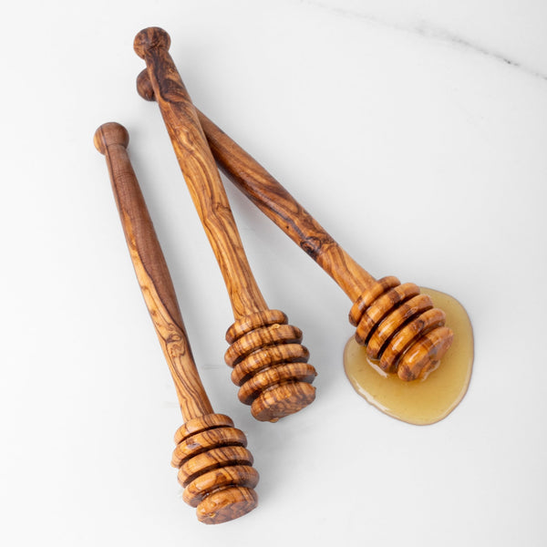 Handmade Olive Wood Honey Dipper | Eco - Friendly Honey Drizzler - Yahko Merchandise