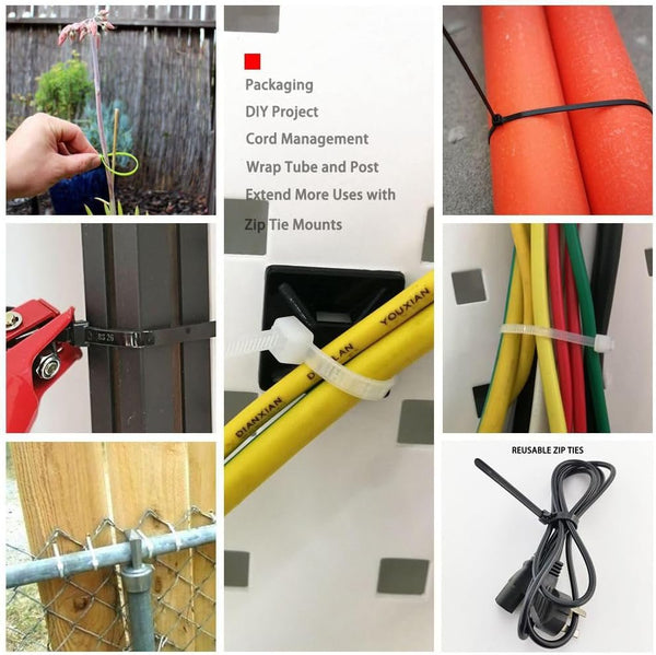 Heavy Duty 12 Inch Clear Zip Ties - 100 Pack of Strong Nylon Cable Ties with 50 Lbs Tensile Strength for All Your Cord Management Needs - Yahko Merchandise