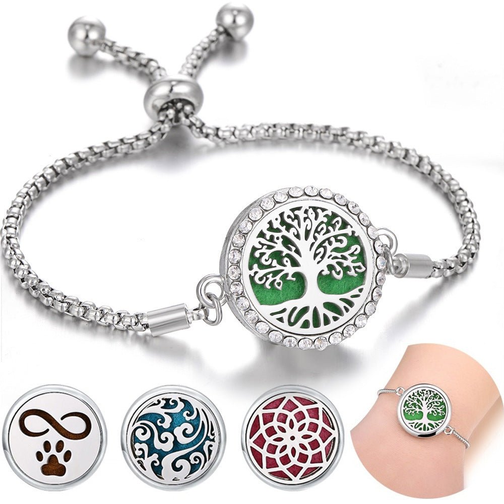 Hollow Stainless Steel Adjustable Aromatherapy Bracelet Jewelry - Yahko Merchandise