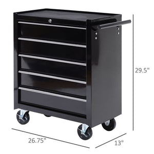 HOMCOM 5 Drawers Wheels Storage Cart Tool Chest Box Home Furniture - Yahko Merchandise