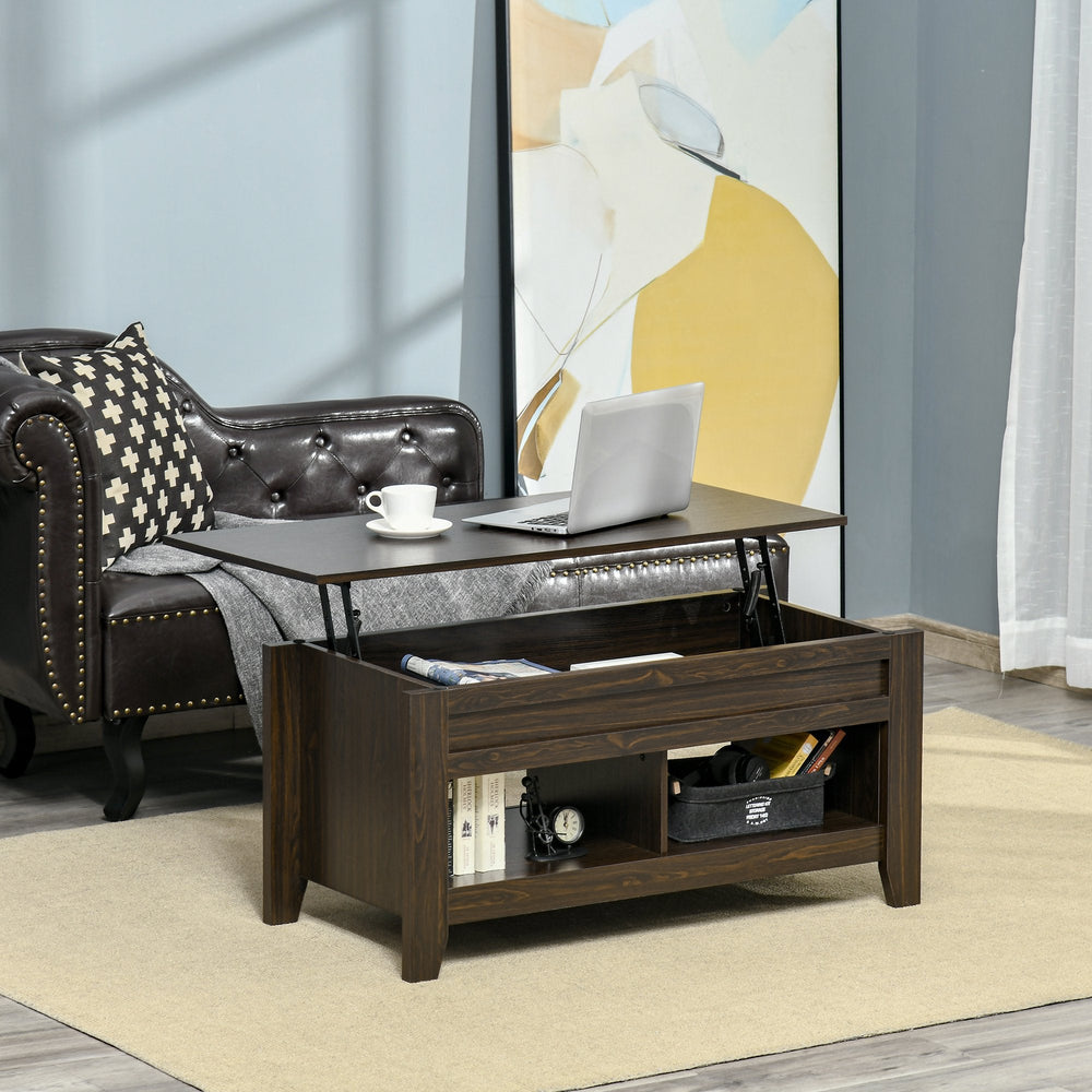 HOMCOM Lift Top Coffee Table with Hidden Storage Compartment and Open - Yahko Merchandise